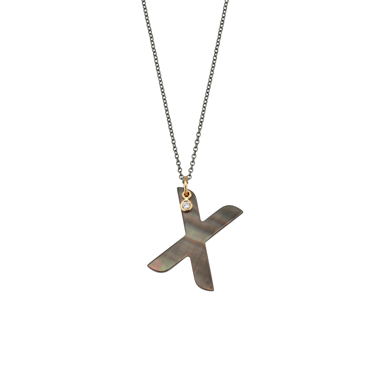 Gellner Love Letters Collier (2-81714-24) aus Bicolor-Gold mit Diamant und Perlmutt