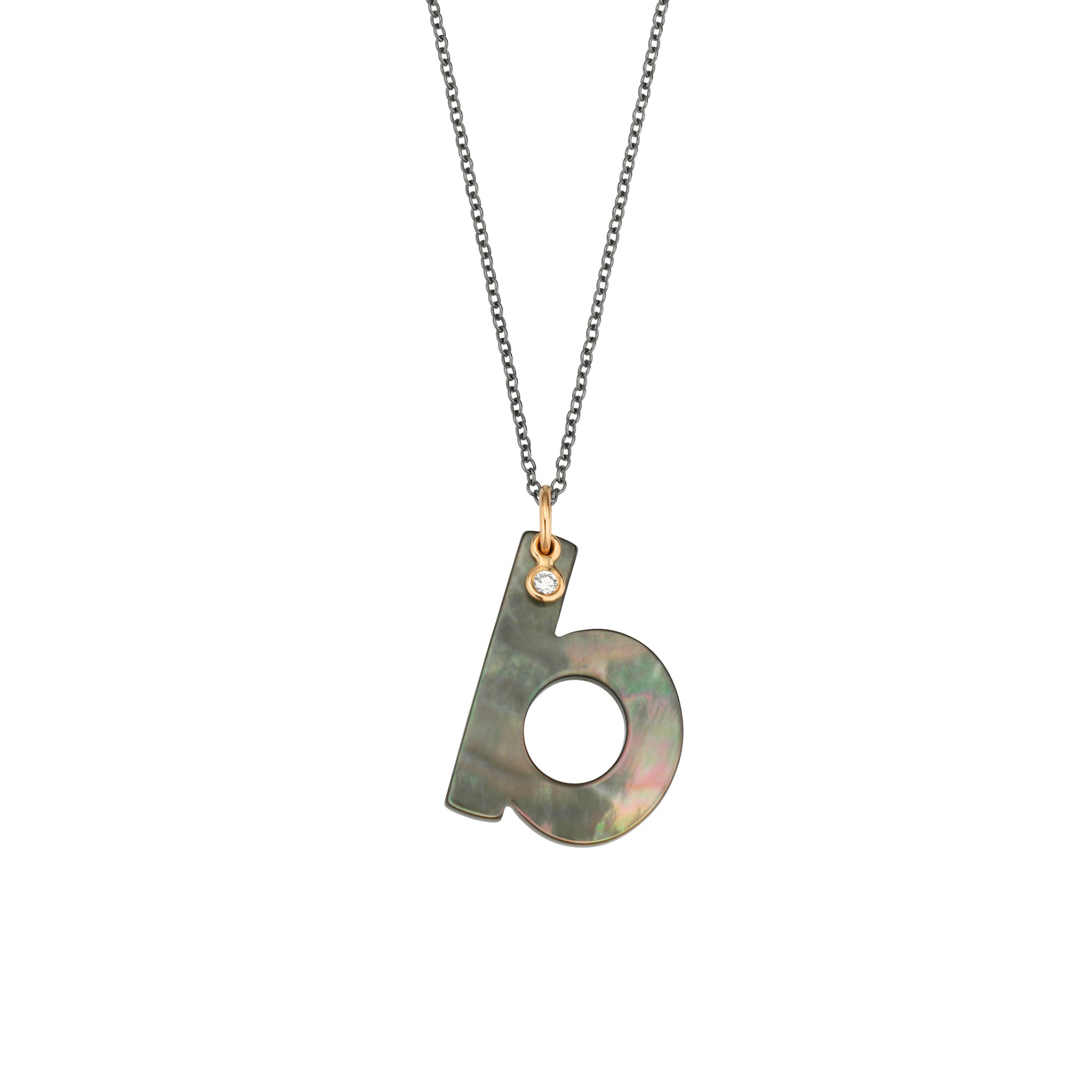 Gellner Love Letters Collier (2-81716-02) aus Bicolor-Gold mit Diamant und Perlmutt