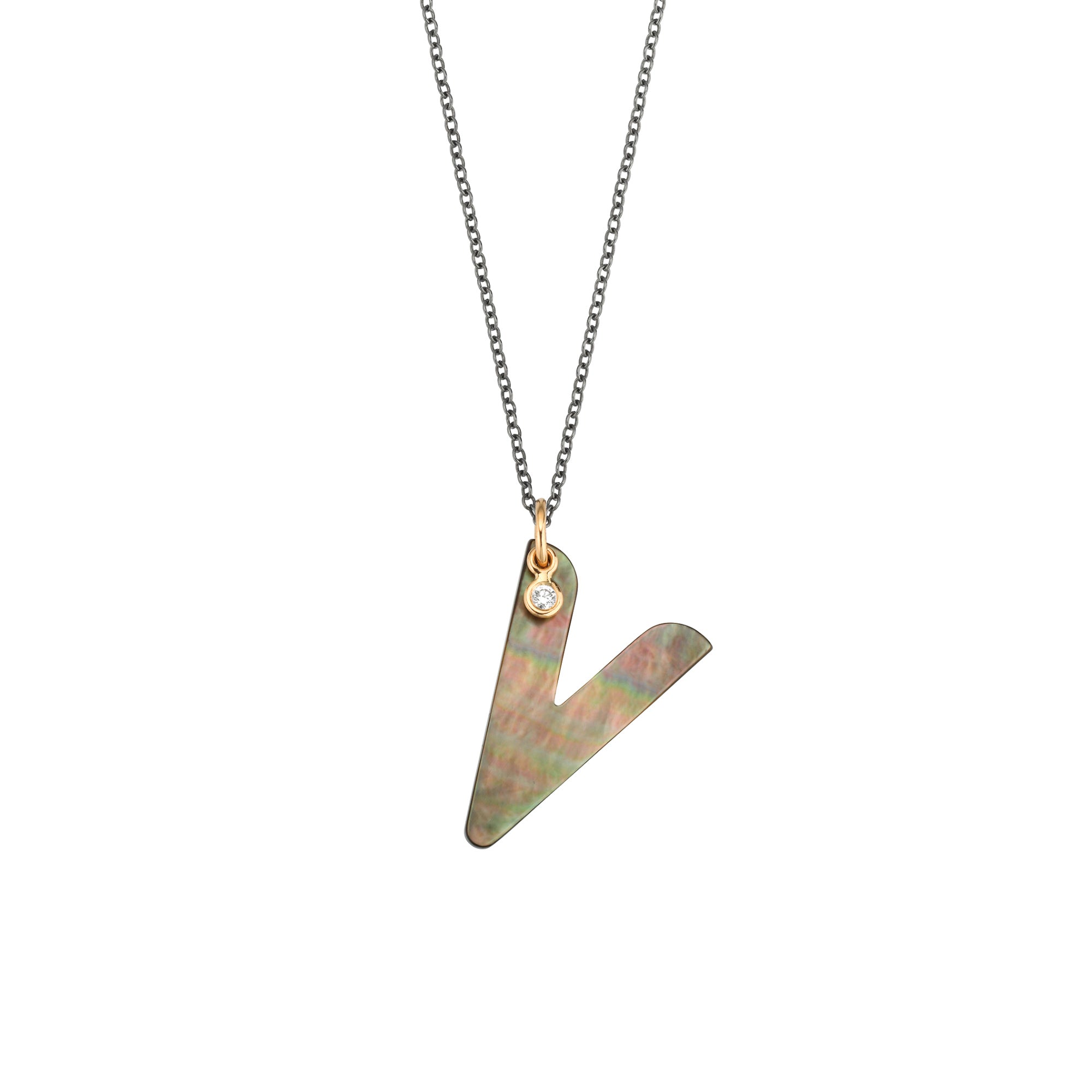 Gellner Love Letters Collier (2-81716-22) aus Bicolor-Gold mit Diamant und Perlmutt