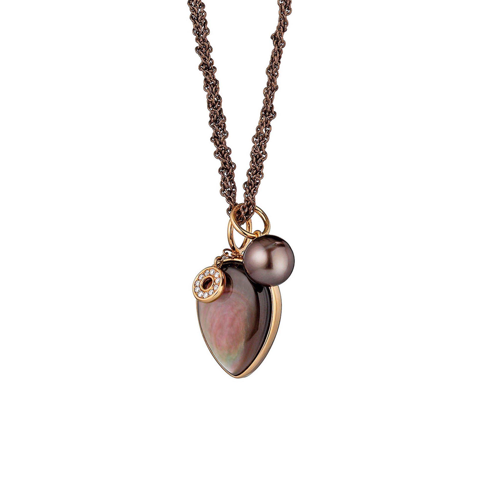 Gellner Melange Halskette (5-23101-01) aus Bicolor-Gold mit Diamant und Perlmutt