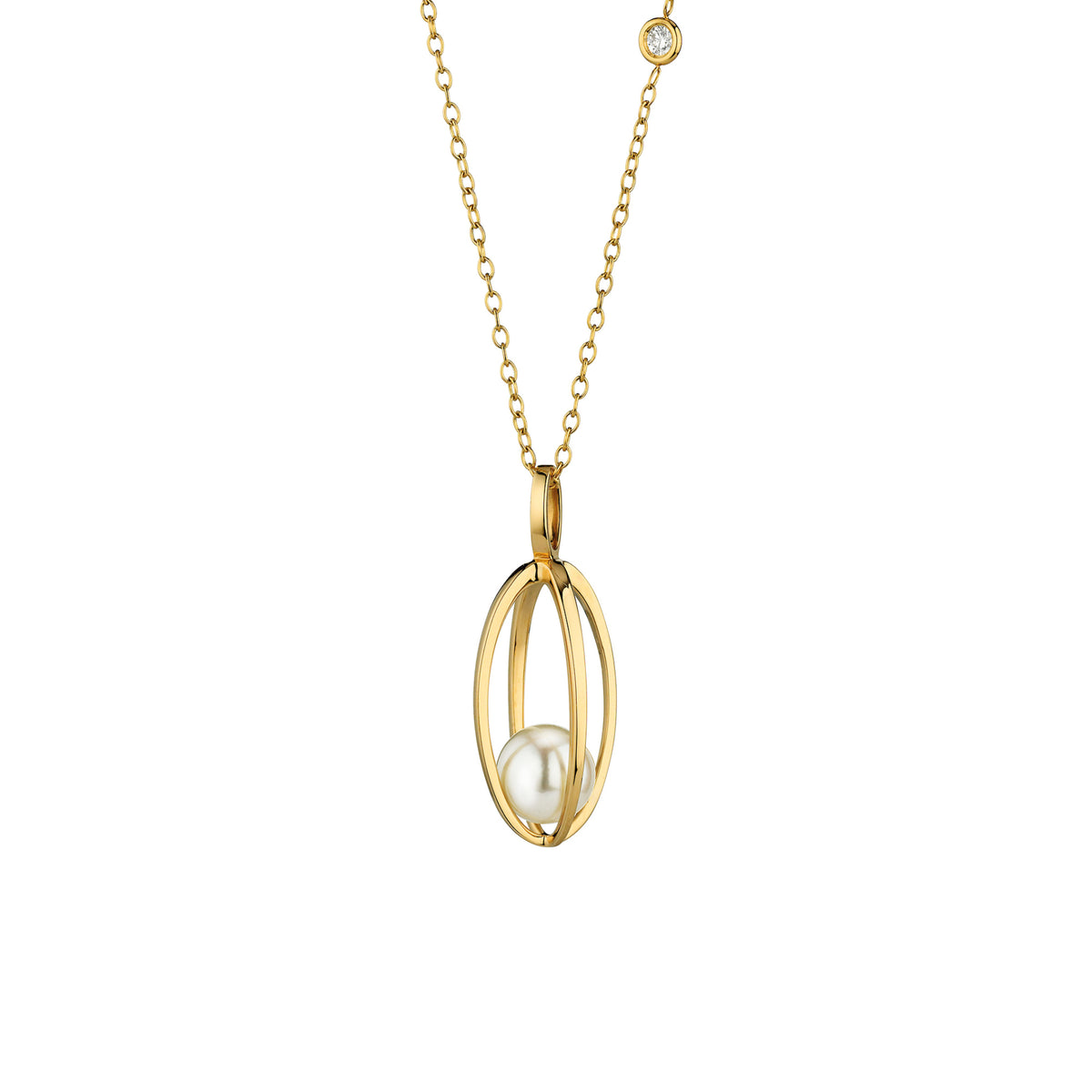 Gellner Wave Collier mit Einhänger (5-25170-01) aus Gelbgold mit Diamant