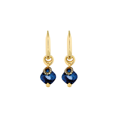 Grimaldo Centoundici Creolen mit Einhänger (11-EA01TL-PW-01) aus Gelbgold mit Diamant und Topas