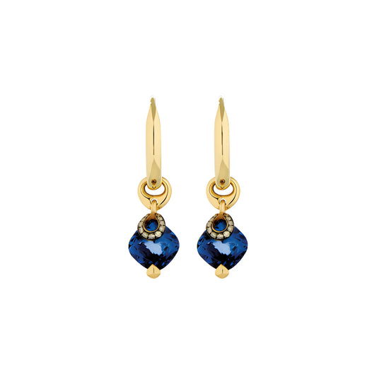 Grimaldo Centoundici Creolen mit Einhänger (11-EA01TL-PW-01) aus Gelbgold mit Diamant und Topas