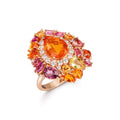 Grimaldo Chandelier Ring (CH-RG03FO-01) aus Roségold mit Diamant, Granat und Turmalin