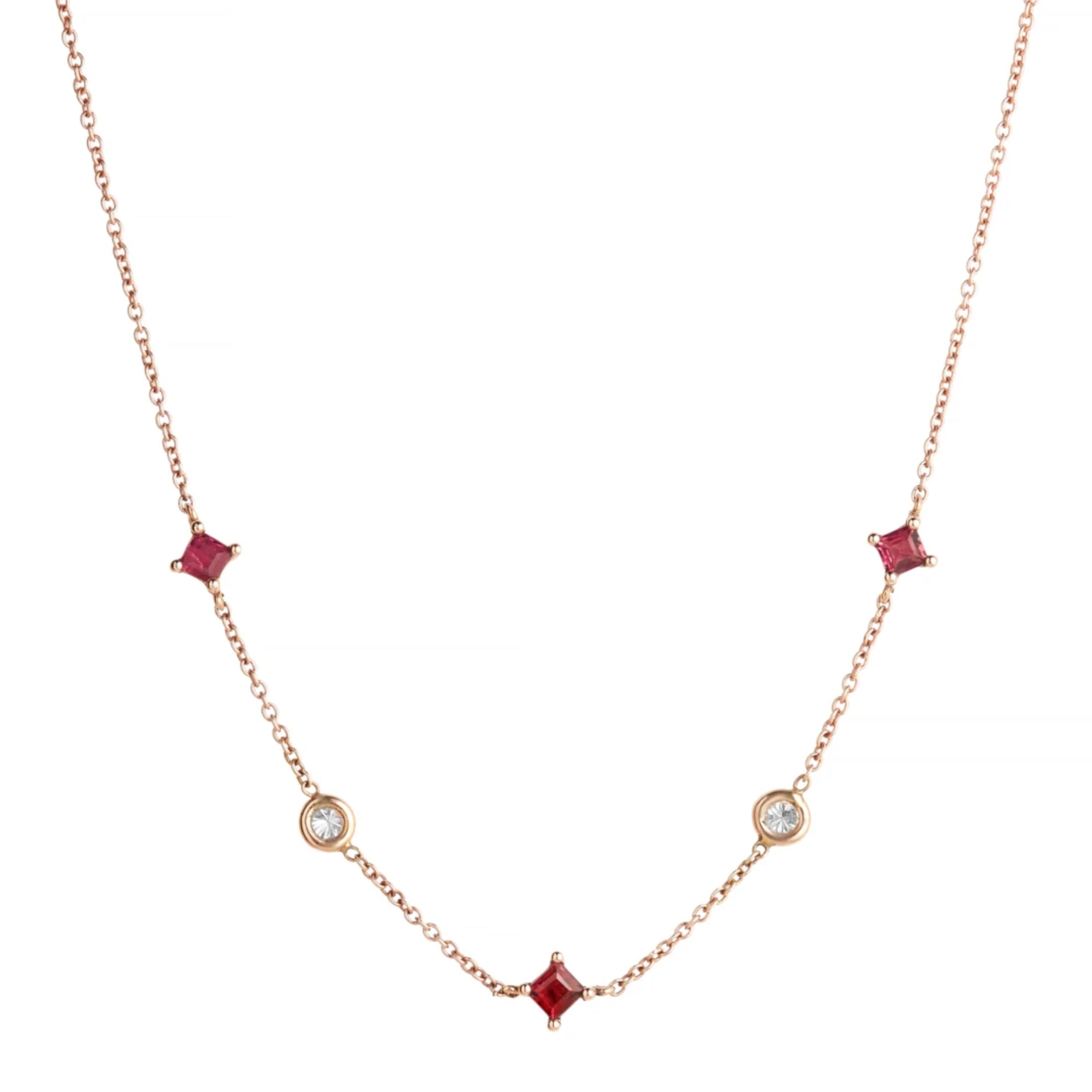 Grimaldo Princess Collier (PR-CO03TRP-WD-01) aus Roségold mit Diamant und Turmalin
