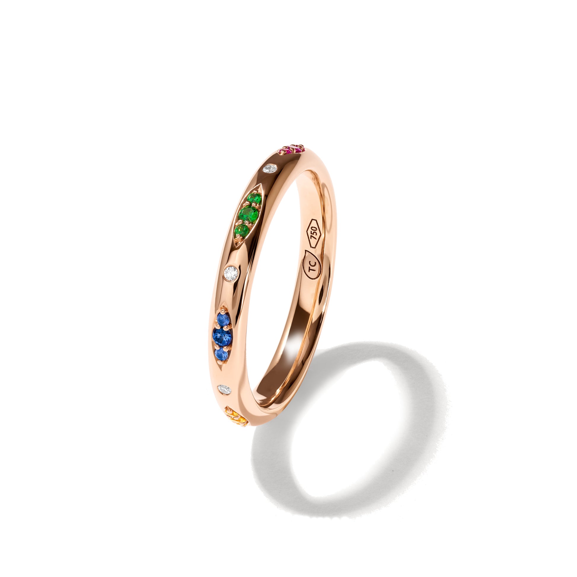 GYPSY Bandring Pavé  'Candy', Roségold • Diamant • Saphir • Tsavorit von Tamara Comolli (R-Gyp-B-CanP-rg)