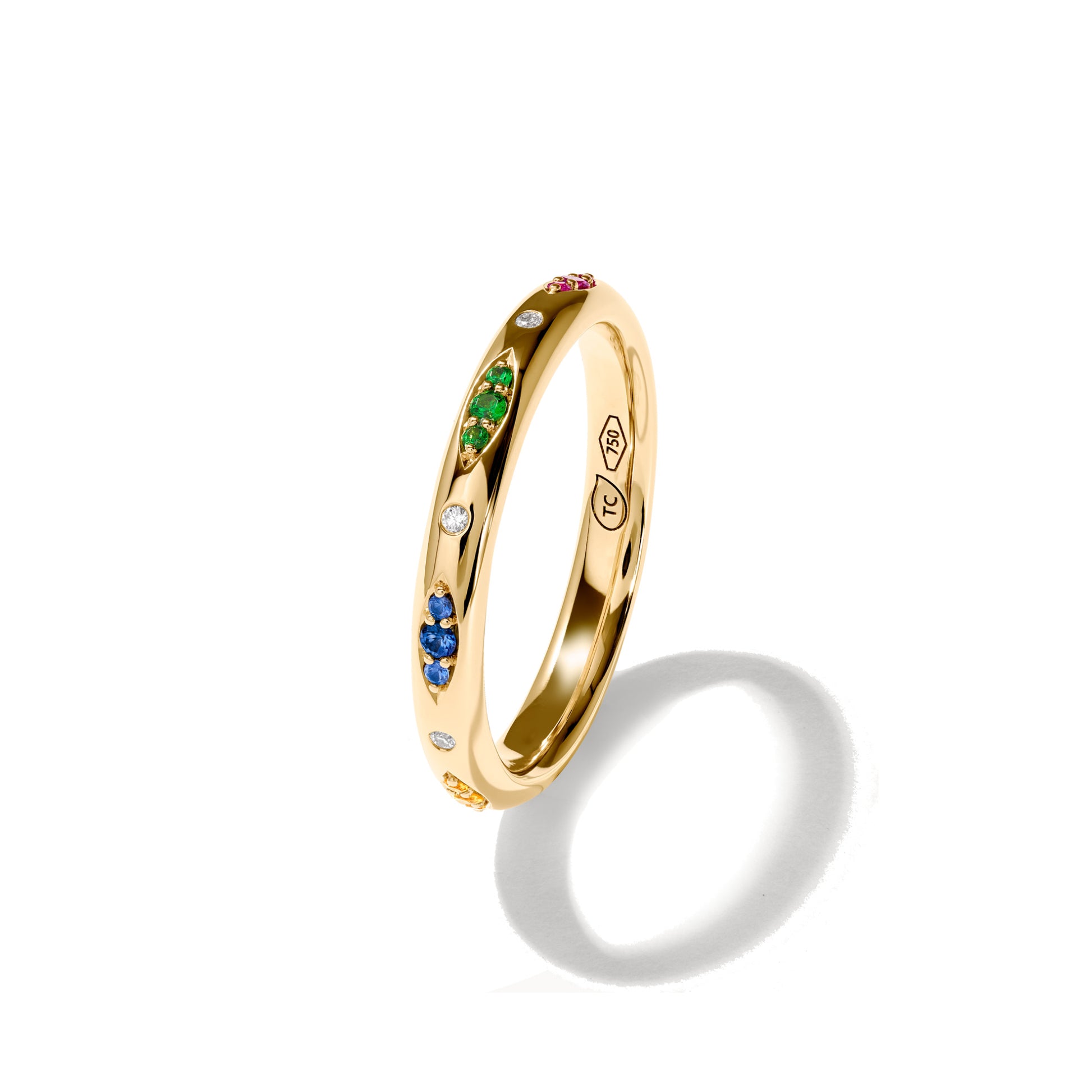 GYPSY Bandring Pavé  'Candy', Gelbgold • Diamant • Saphir • Tsavorit von Tamara Comolli (R-Gyp-B-CanP-yg)