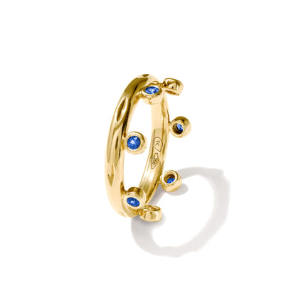 GYPSY Ring Crown Brilliant Cut 'Ocean' , Gelbgold • Diamant • Saphir von Tamara Comolli (R-Gyp-C-Br-Oce-yg)