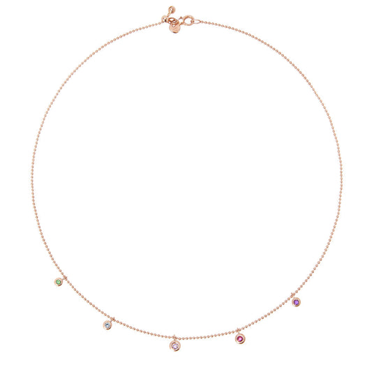 Halskette Bollicine, Roségold • Edelsteine von DoDo (DCC3002-BOLLI-MIX9R)