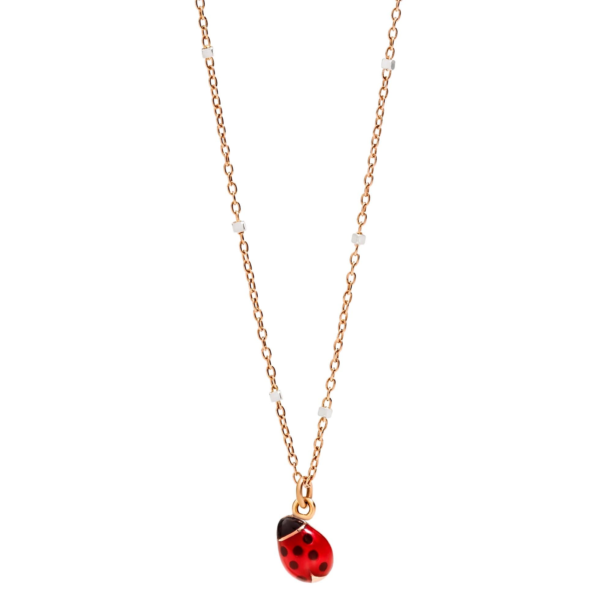 Halskette Mini-Marienkäfer, Bicolor-Gold • Emaille von DoDo (DCB9001-LADYX-ERO9R)
