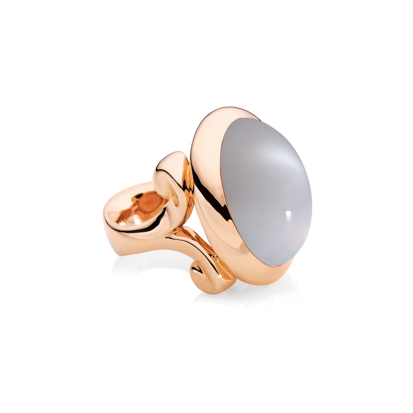 HIPPIE GLAM Ring large Grauer Mondstein, Roségold • Mondstein von Tamara Comolli (R-HG-l-MoGr-rg)