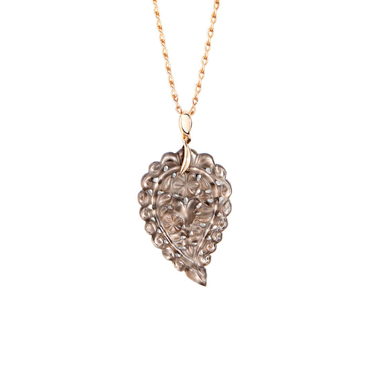 INDIA Leaf Anhänger medium 18 K Roségold, Roségold • Rauchquarz von Tamara Comolli (P-IND-m-Smo-rg)