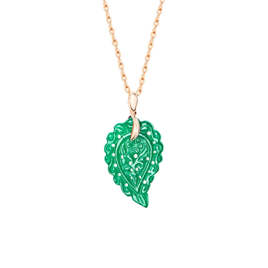 INDIA Leaf Anhänger Small Grüner Onyx, Roségold • Onyx von Tamara Comolli (P-IND-s-Jad-rg)