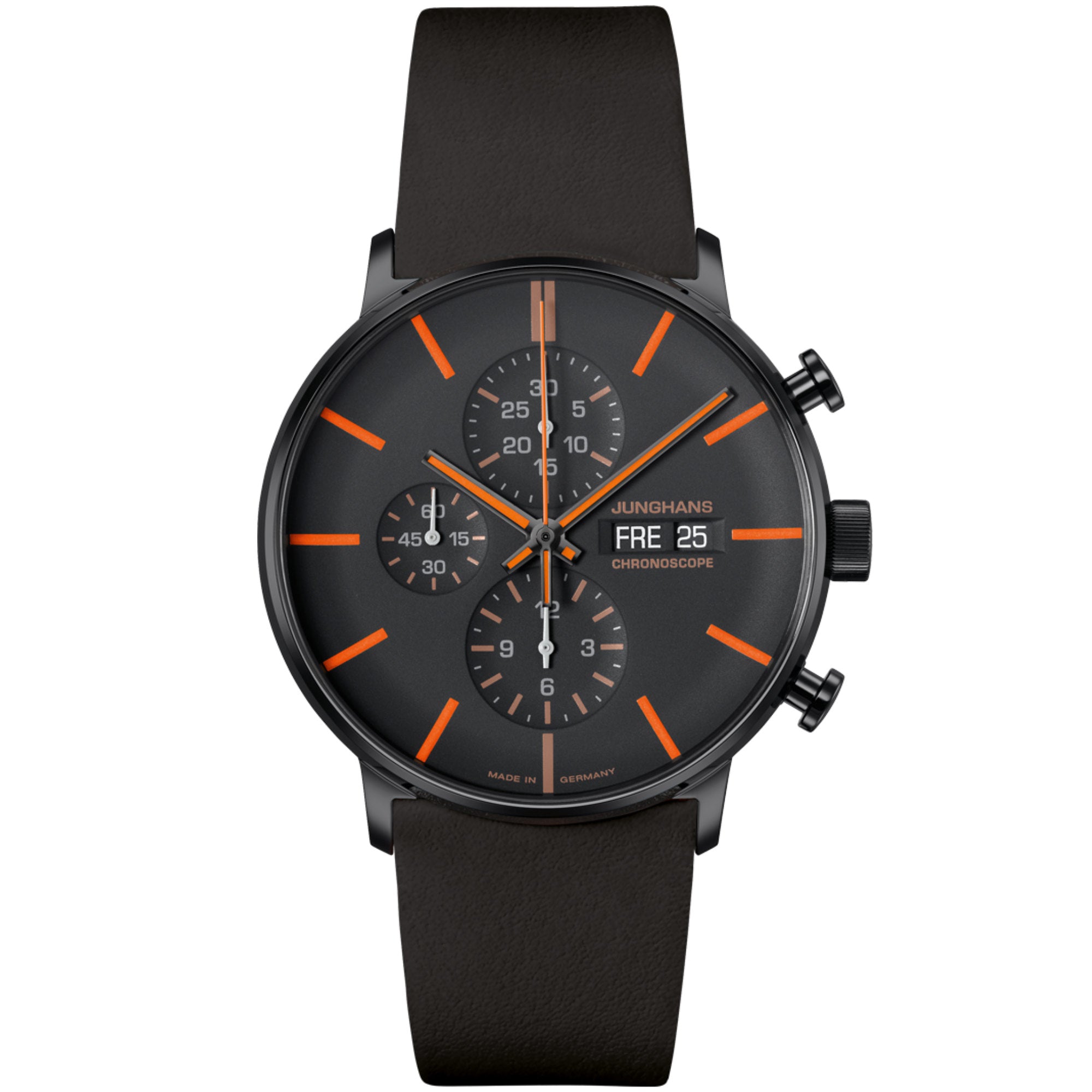 Junghans FORM A Chronoscope - 27/4370.02 (02) aus Leder, Edelstahl