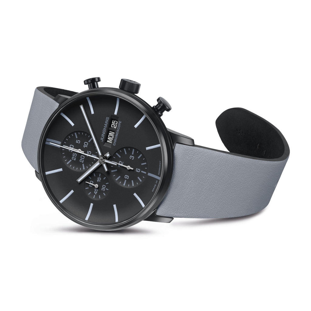Junghans FORM A Chronoscope - 27/4371.00 (00) aus Leder, Edelstahl