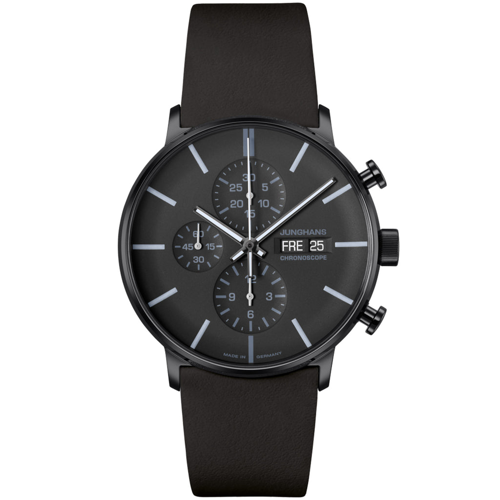 Junghans FORM A Chronoscope - 27/4371.02 (02) aus Leder, Edelstahl