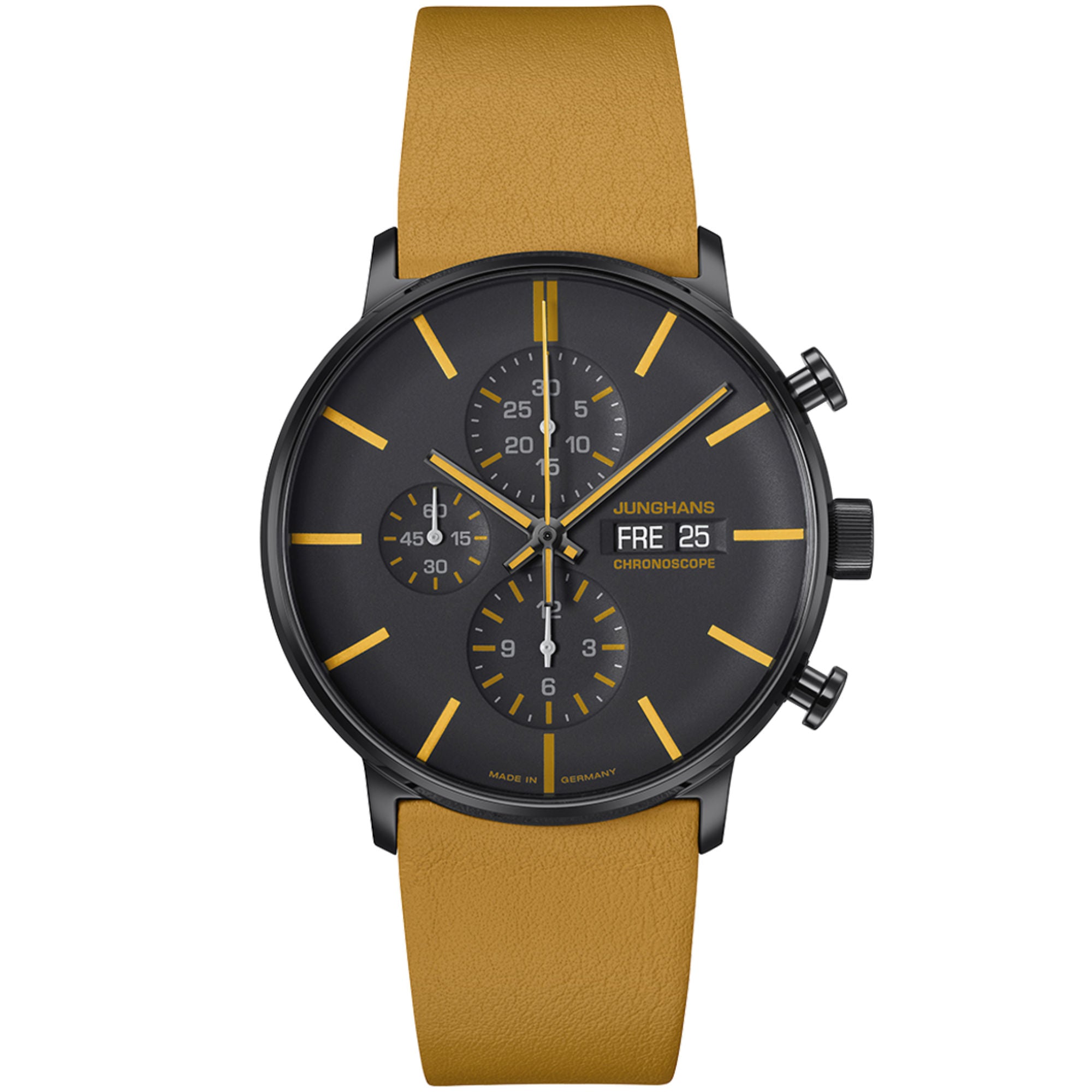 Junghans FORM A Chronoscope - 27/4372.00 (00) aus Leder, Edelstahl