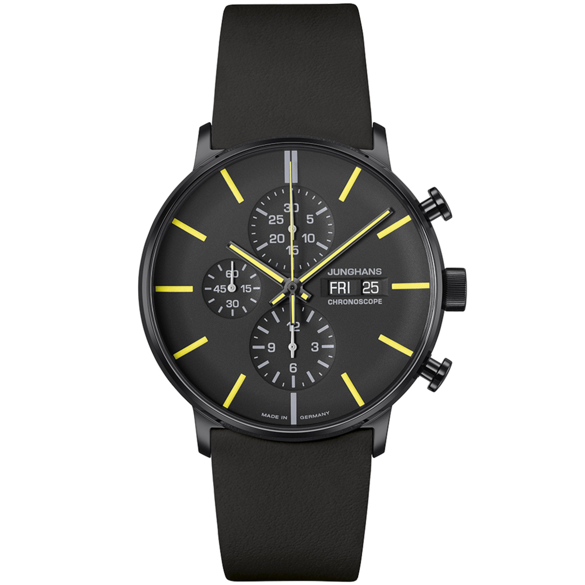 Junghans FORM A Chronoscope, Date English - 27/4473.03 (03) aus Leder, Edelstahl