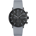 Junghans FORM A Chronoscope, Datum englisch - 27/4371.01 (01) aus Leder, Edelstahl