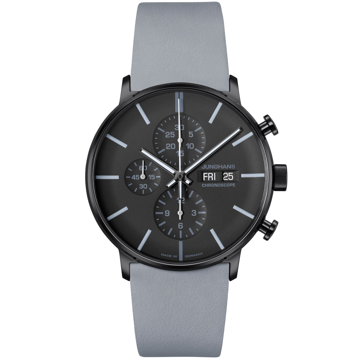 Junghans FORM A Chronoscope, Date English - 27/4371.01 (01) aus Leder, Edelstahl