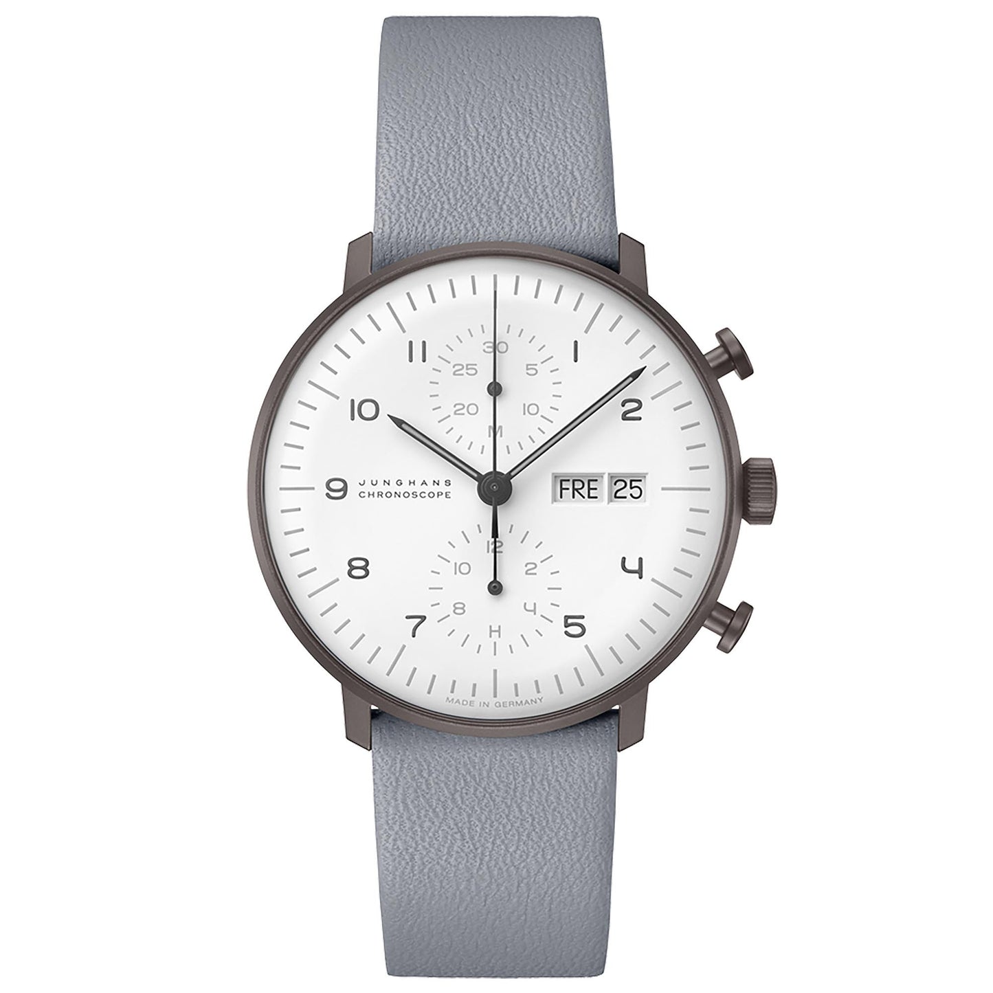 Max Bill Chronoscope, Edelstahl von Junghans (27/4008.02)