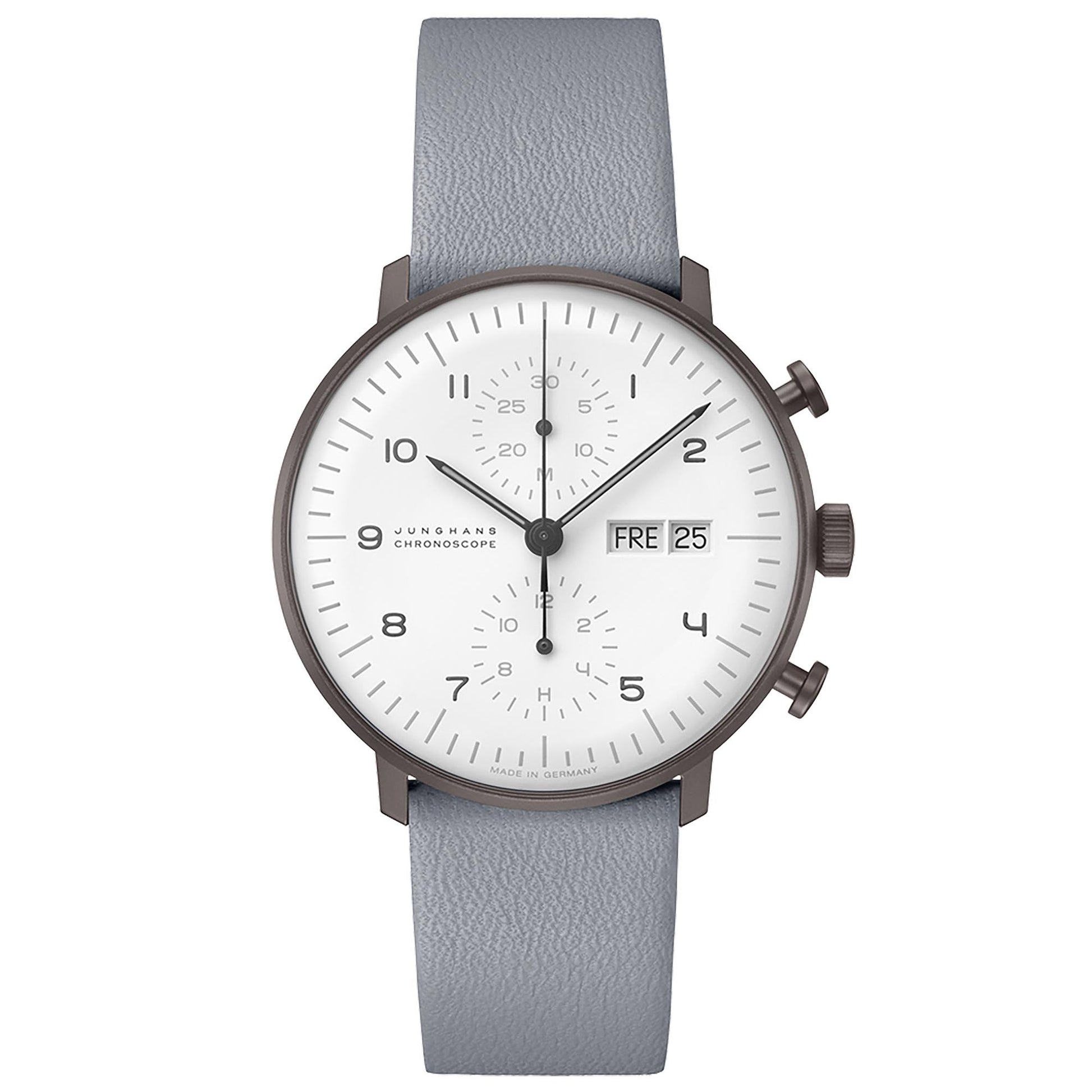 Max Bill Chronoscope, Edelstahl von Junghans (27/4008.02)