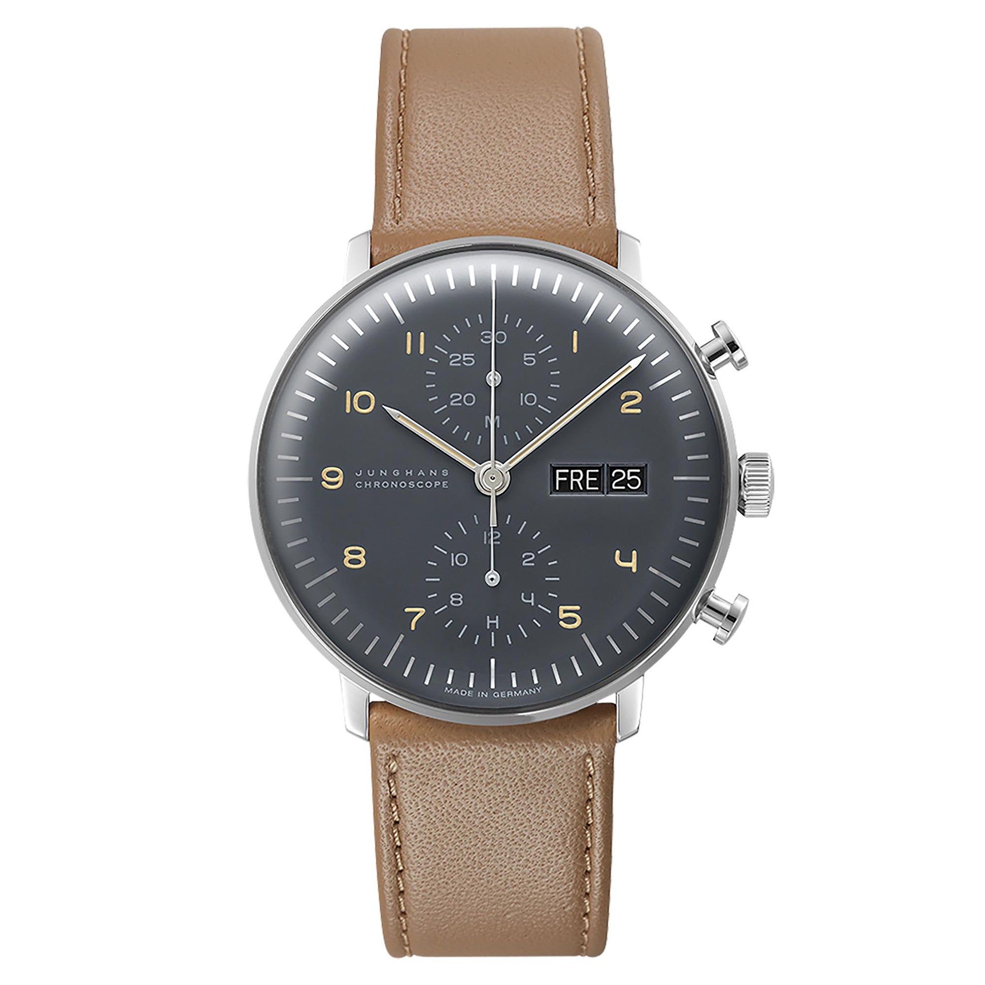 Max Bill Chronoscope, Edelstahl von Junghans (27/4501.02)