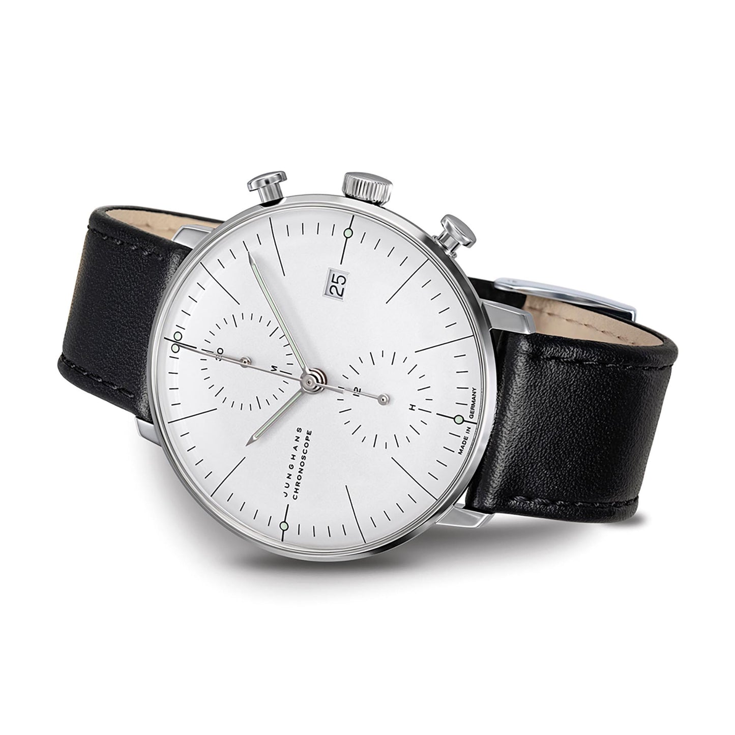 Max Bill Chronoscope, Edelstahl von Junghans (27/4601.02)