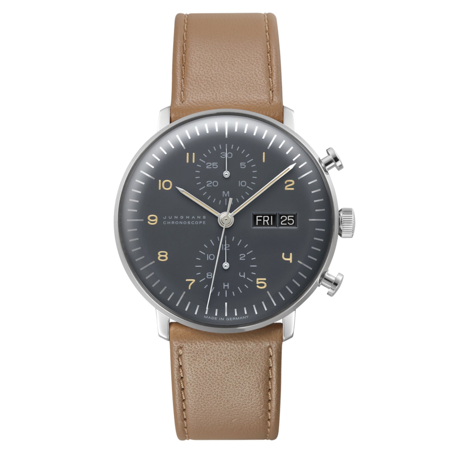 max bill Chronoscope, Datum Englisch, Edelstahl von Junghans (27/4501.03)