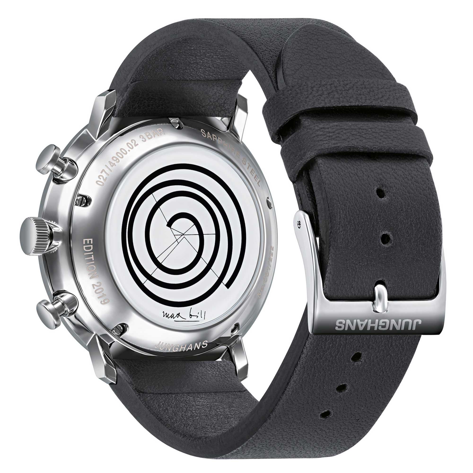 Junghans max bill Edition Set 2019 - 363/2919.00 (00) aus Leder, Aluminium, Edelstahl mit Diamant