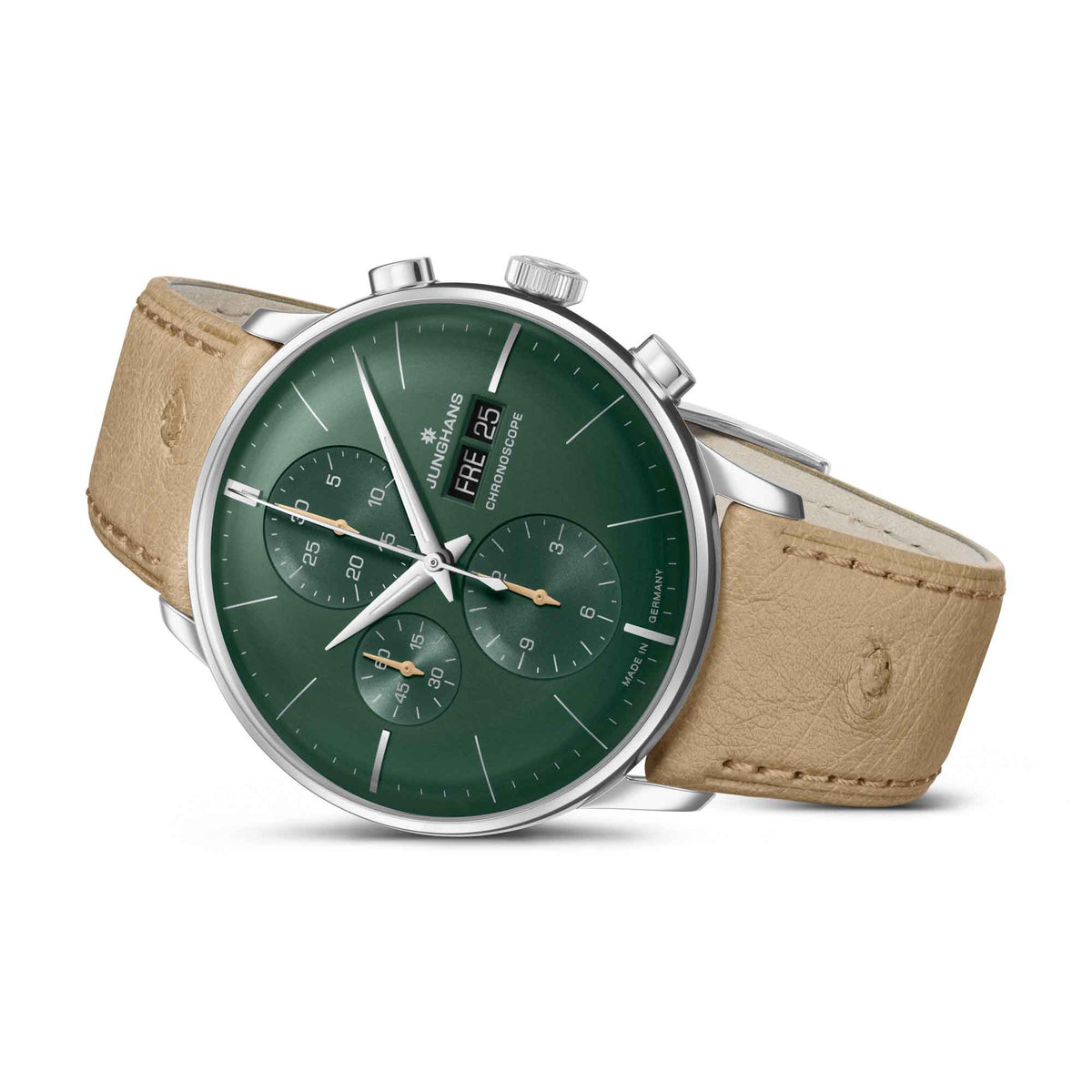 Junghans Meister Chronoscope - 27/4222.02 (02) aus Leder, Edelstahl mit Diamant
