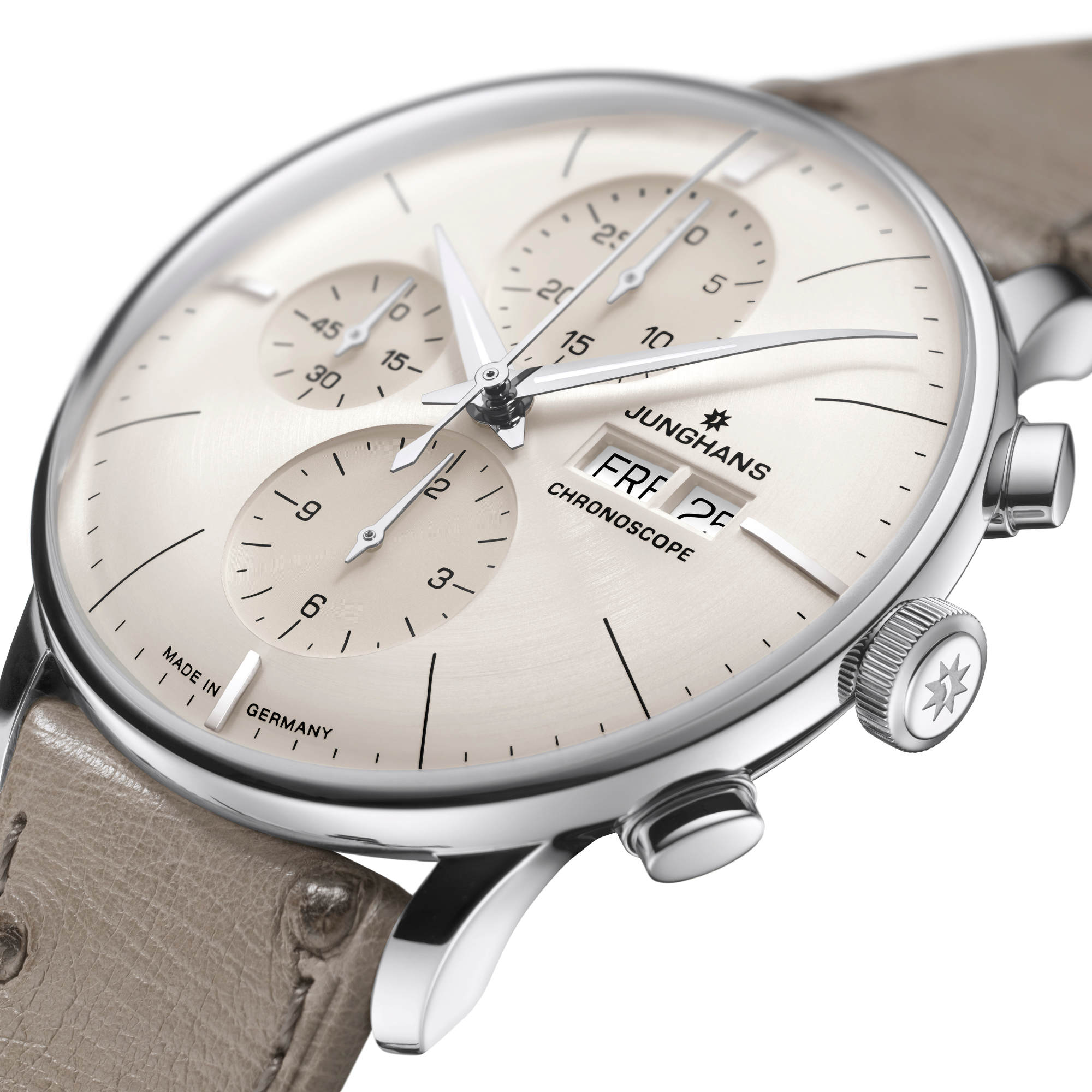 Junghans Meister Chronoscope - 27/4223.02 (02) aus Leder, Edelstahl mit Diamant
