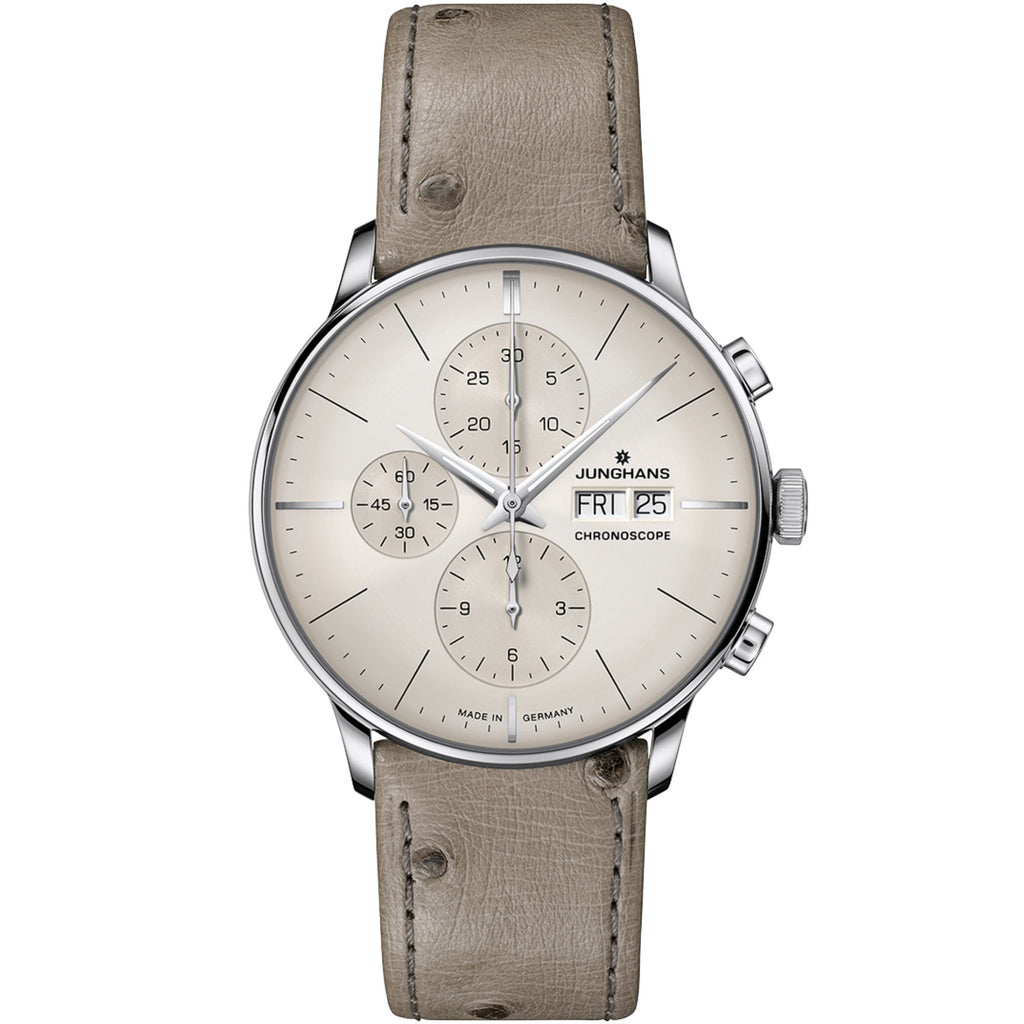 Junghans Meister Chronoscope, Date English - 27/4223.03 (03) aus Leder, Edelstahl mit Diamant