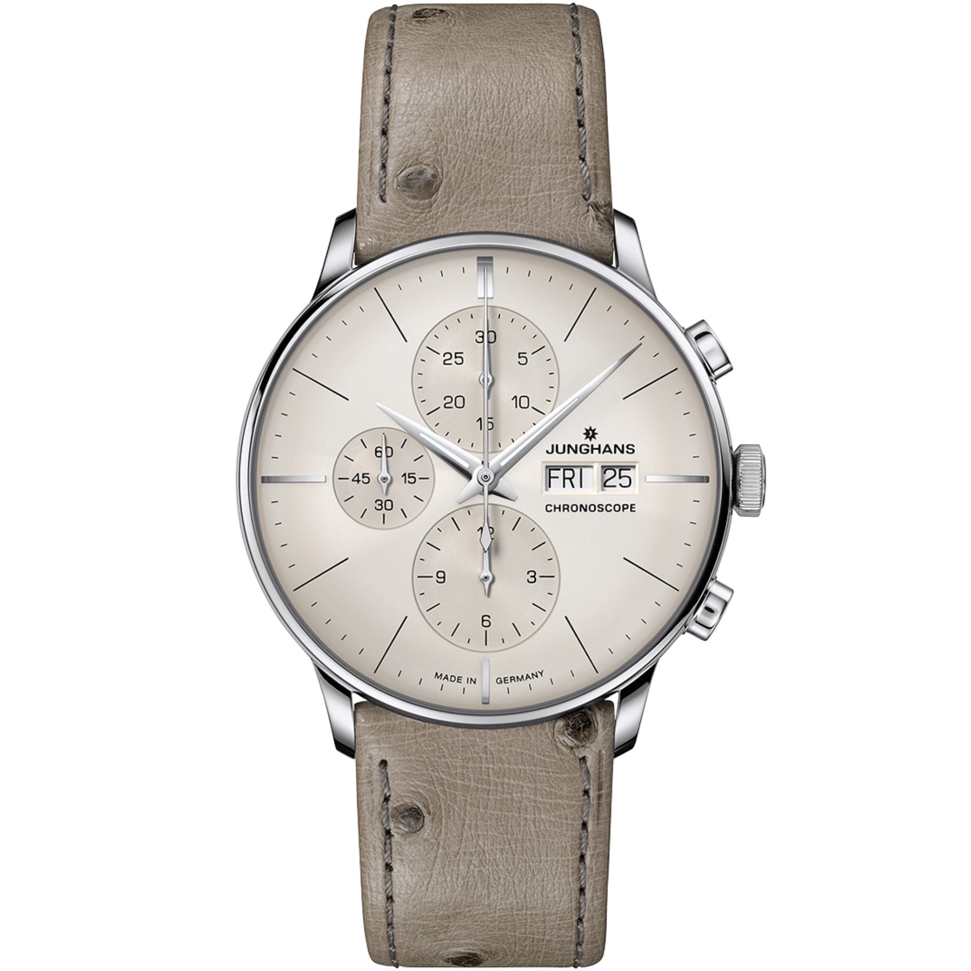 Junghans Meister Chronoscope, Date English - 27/4223.03 (03) aus Leder, Edelstahl mit Diamant