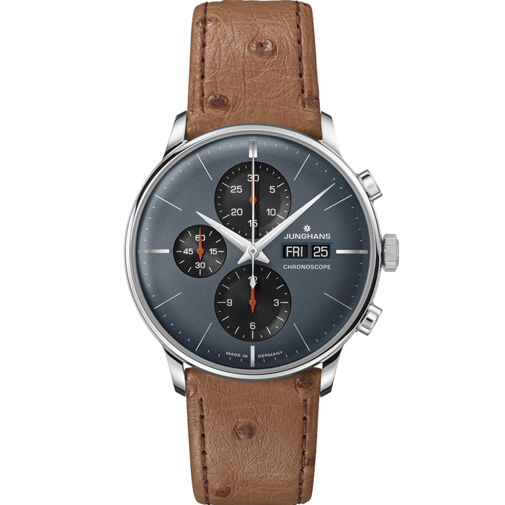 Junghans Meister Chronoscope, Datum englisch - 27/4224.03 (03) aus Leder, Edelstahl