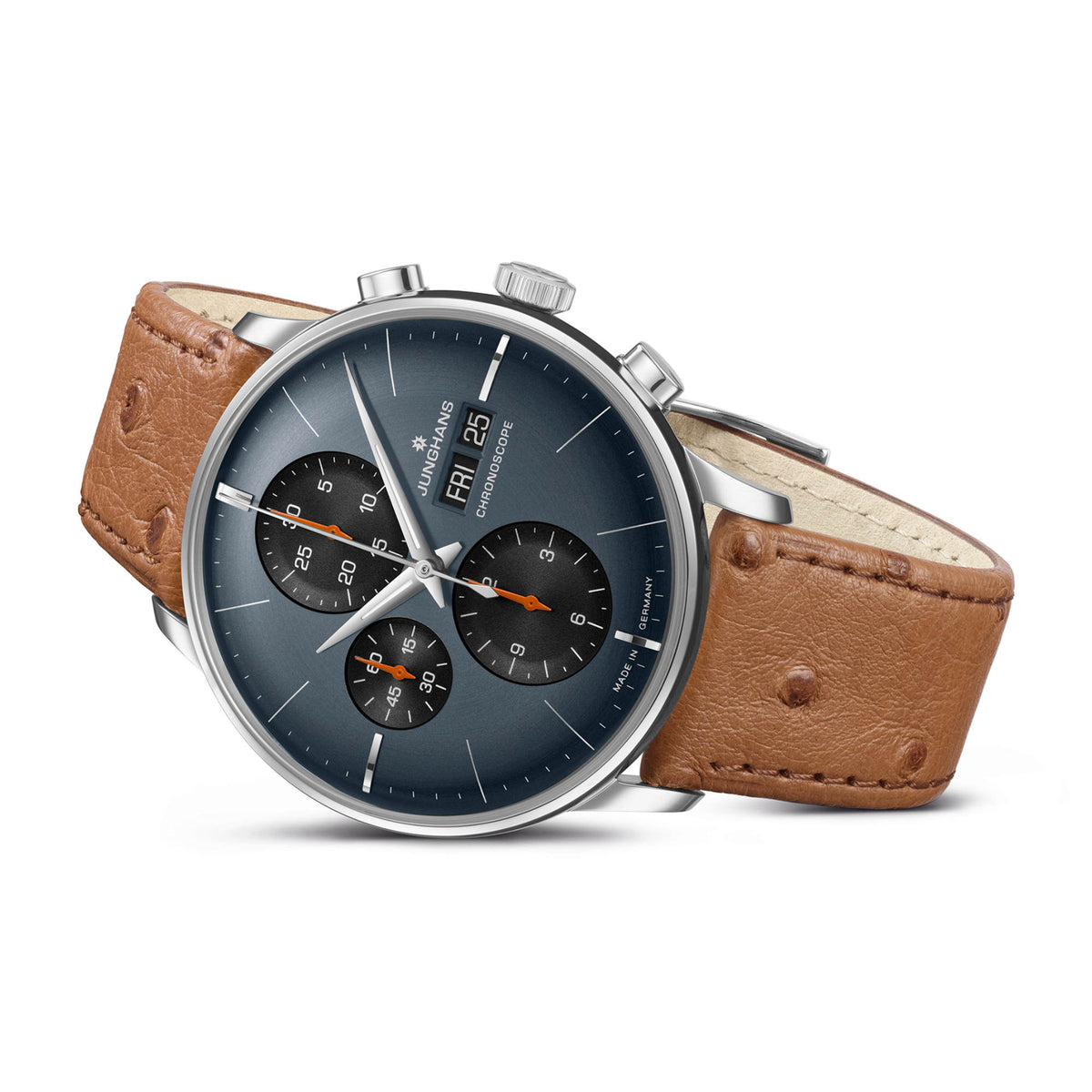 Junghans Meister Chronoscope, Date English - 27/4224.03 (03) aus Leder, Edelstahl
