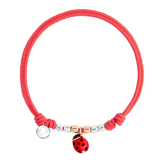 Kordelarmband Marienkäfer, Roségold • Emaille von DoDo (DBC4009-PADLA-RO09A)
