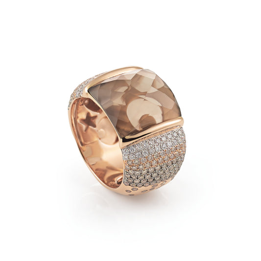 La Piazza Ring, Bicolor-Gold • Diamant • Rauchquarz von Al Coro (NR9161SQBWR)