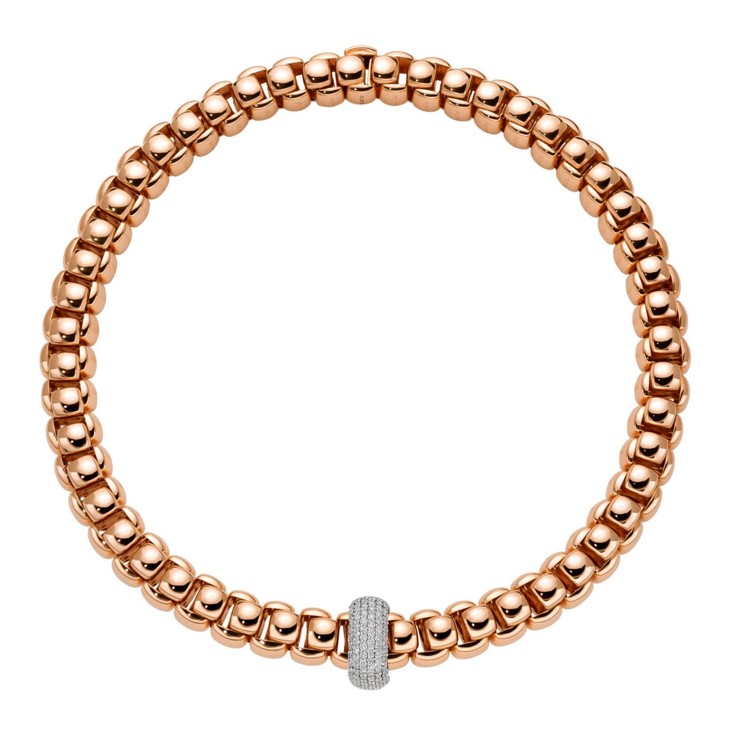 Luna Halskette mit Pavé Diamanten, Roségold • Diamant von FOPE (52107CX_PB_R_XBX_040)