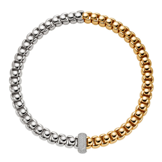 Luna zweifarbige Halskette mit Pavé Diamanten, Bicolor-Gold • Diamant von FOPE (52107C2_PB_2_XBX_040)