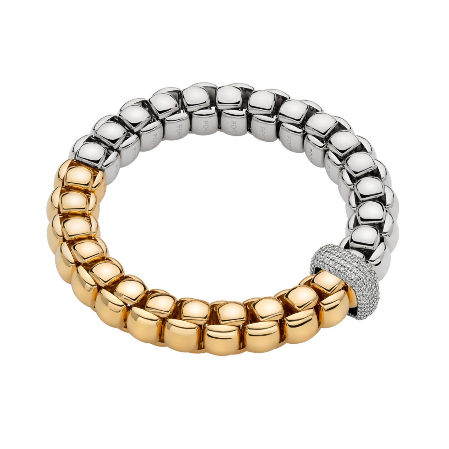 Luna zweifarbiges Armband mit Pavé Diamanten, Bicolor-Gold • Diamant von FOPE (52107B2_PB_2_XBX_0XS)