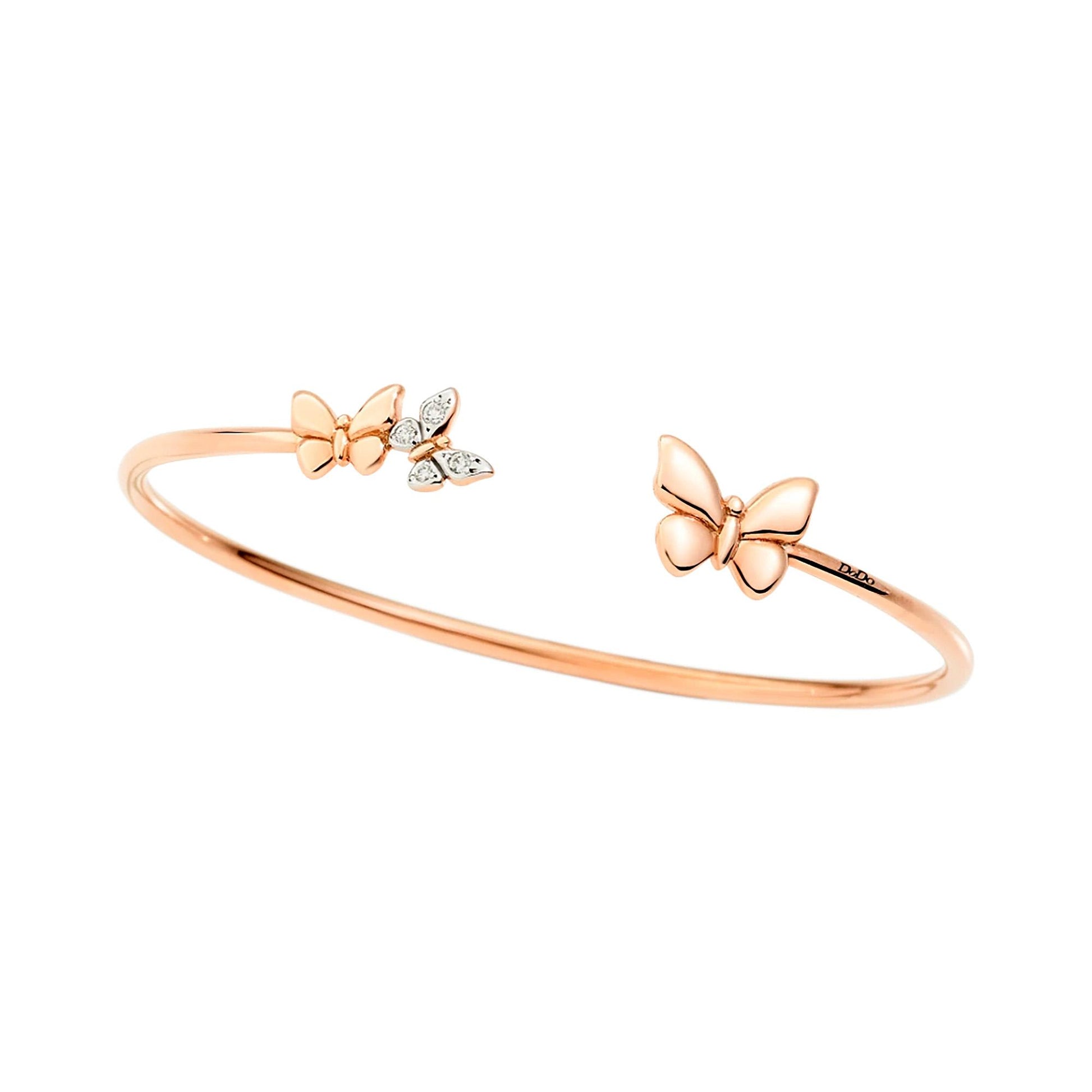 Manschettenarmband Schmetterling Precious, Roségold • Diamant von DoDo (DBC2003-BFLYS-DB09R)