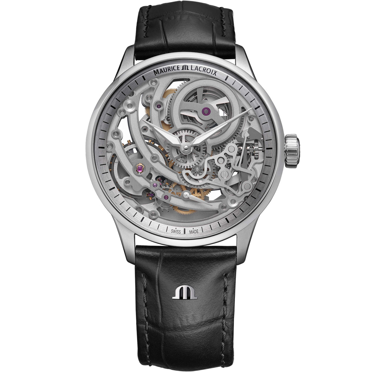 Maurice Lacroix 1975 Master Skeleton (758108-S1S12-001-3) aus Leder, Edelstahl