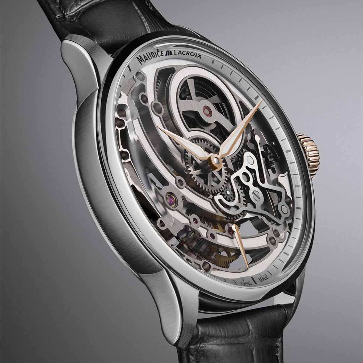 Maurice Lacroix 1975 Master Skeleton (758108-S1S12-001-3) aus Leder, Edelstahl