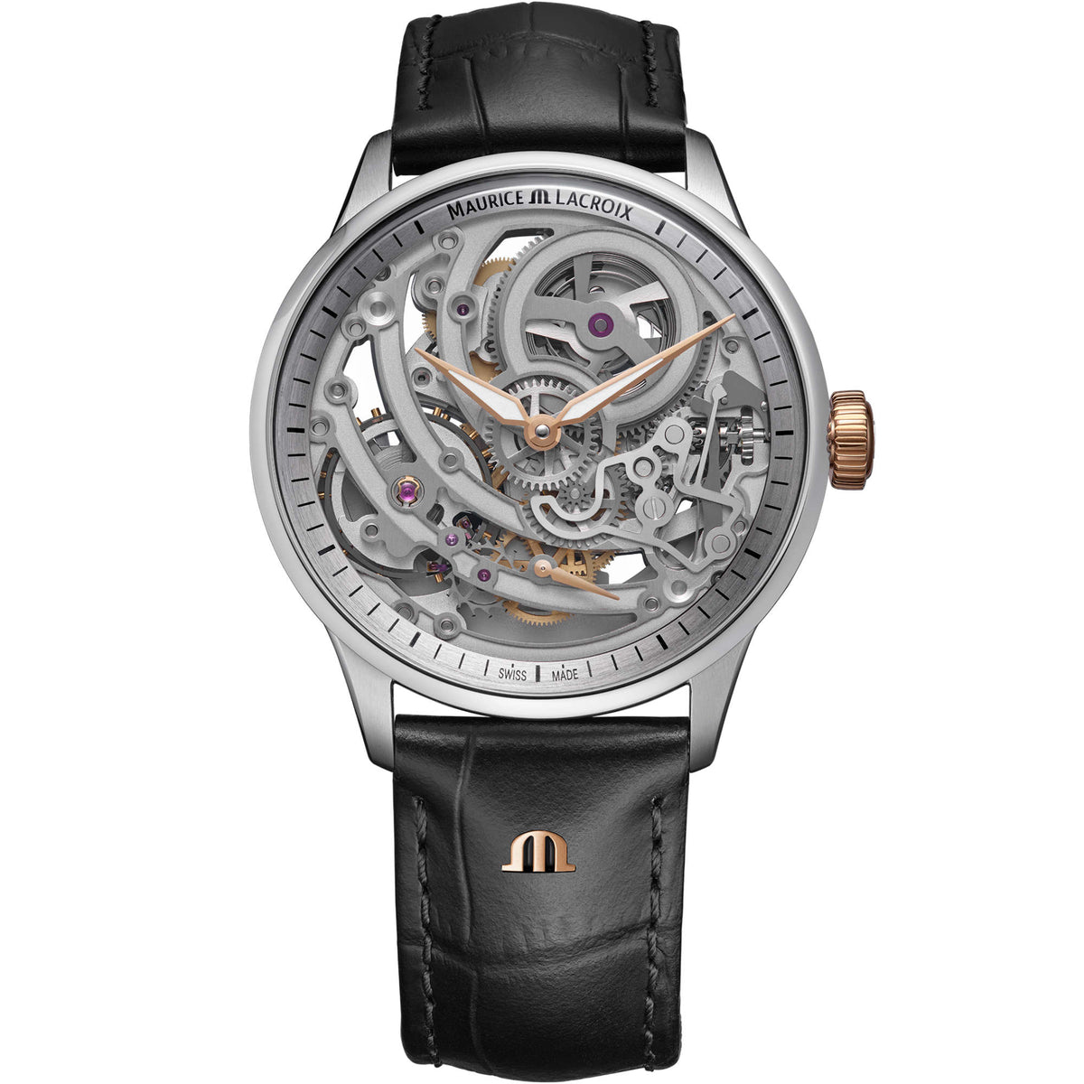 Maurice Lacroix 1975 Master Skeleton (758108-S1S12-002-3) aus Leder, Edelstahl