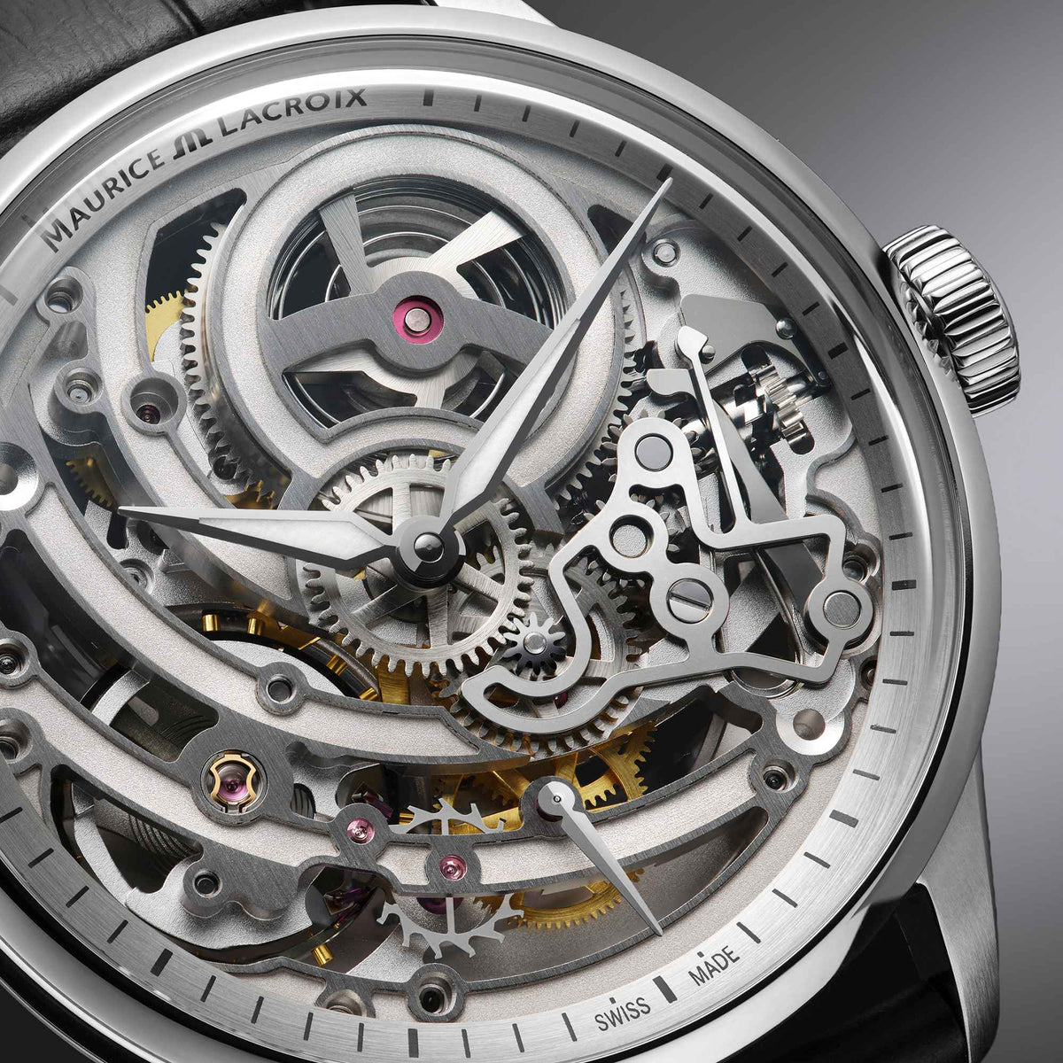 Maurice Lacroix 1975 Master Skeleton (758108-S1S12-002-3) aus Leder, Edelstahl
