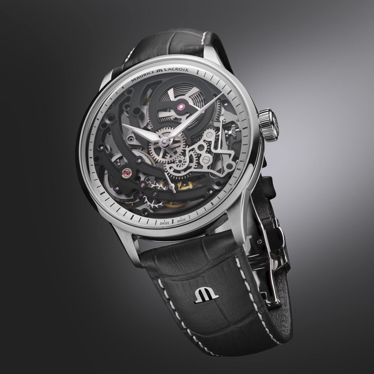 Maurice Lacroix 1975 Master Skeleton (758108-SS001-090-2) aus Leder, Edelstahl