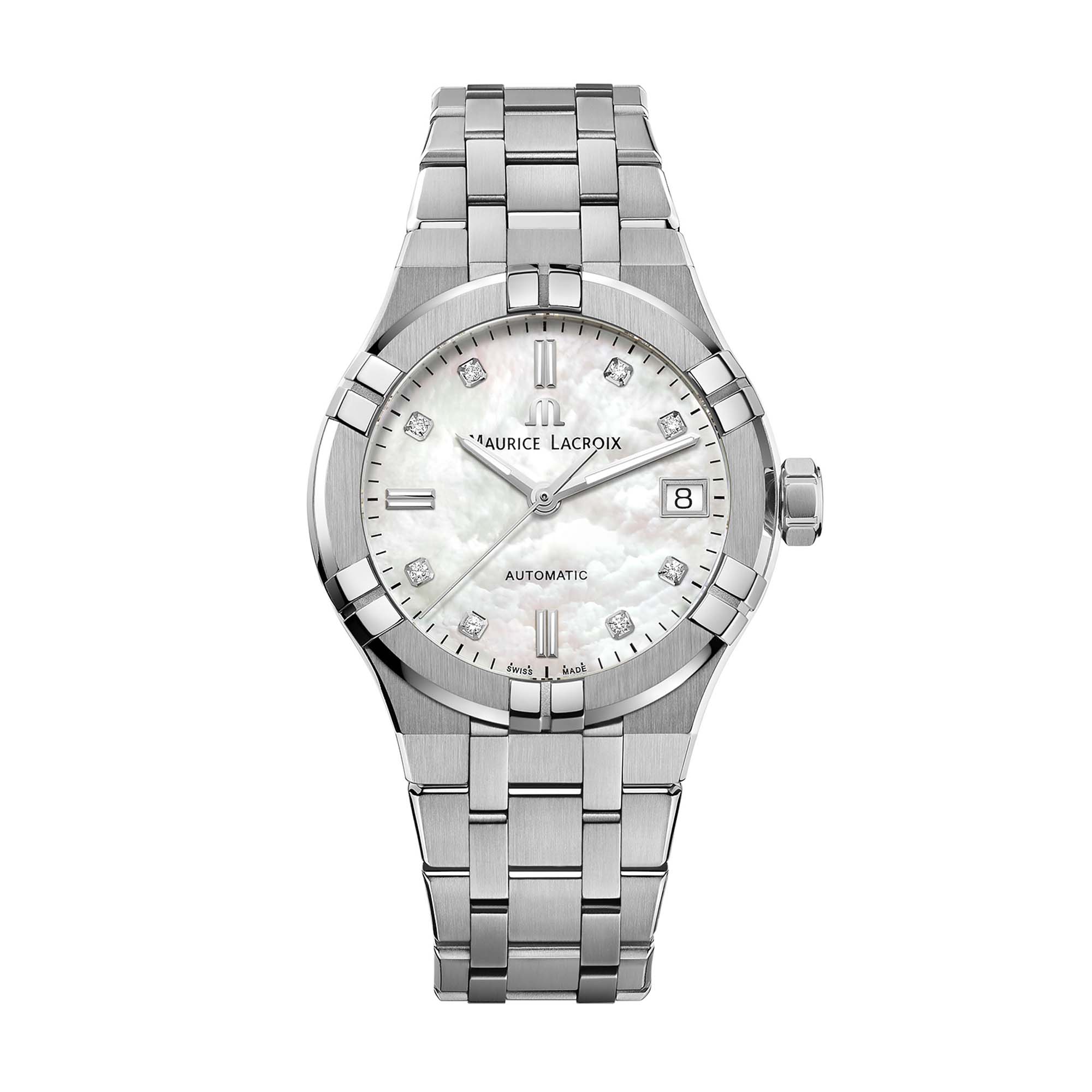 Maurice Lacroix Aikon Automatic (AI6006-SS002-170-1) aus Edelstahl mit Diamant und Perlmutt