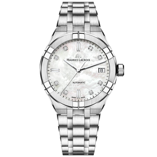 Maurice Lacroix Aikon Automatic Date 39mm (AI6007-SS002-170-1) aus Edelstahl mit Diamant und Perlmutt