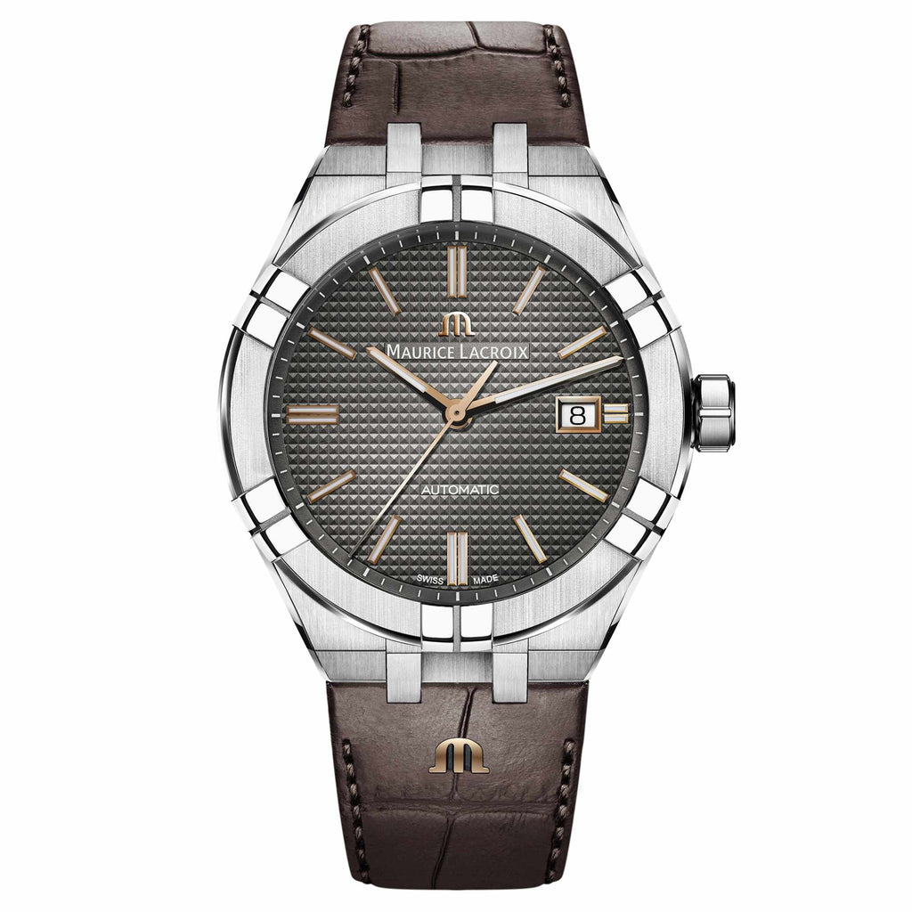 Maurice Lacroix Aikon Automatic Date 42 mm (AI6008-SS001-331-1) aus Leder, Edelstahl